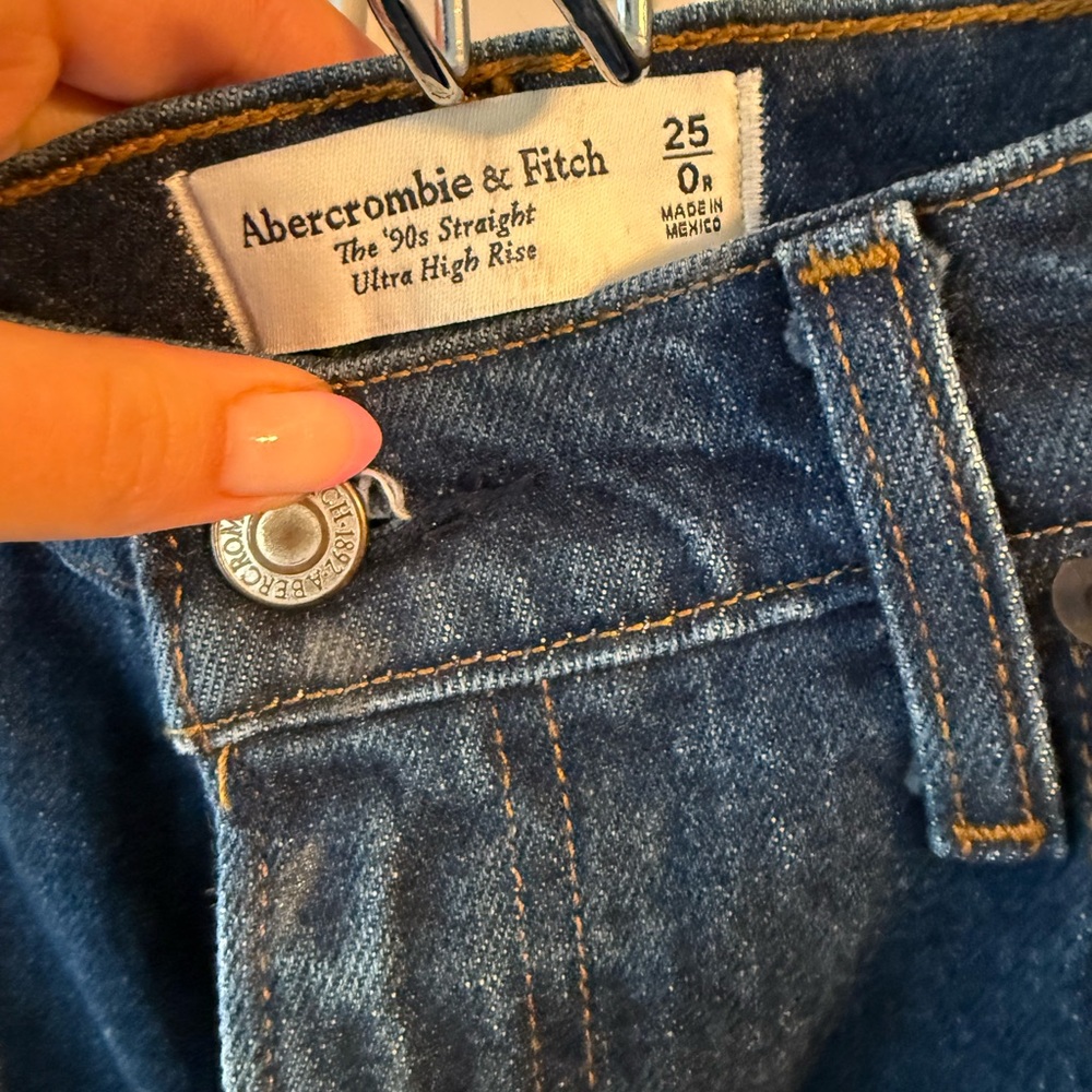 Abercrombie & Fitch Women's Ultra High Rise Straight Jeans - Dark Blue